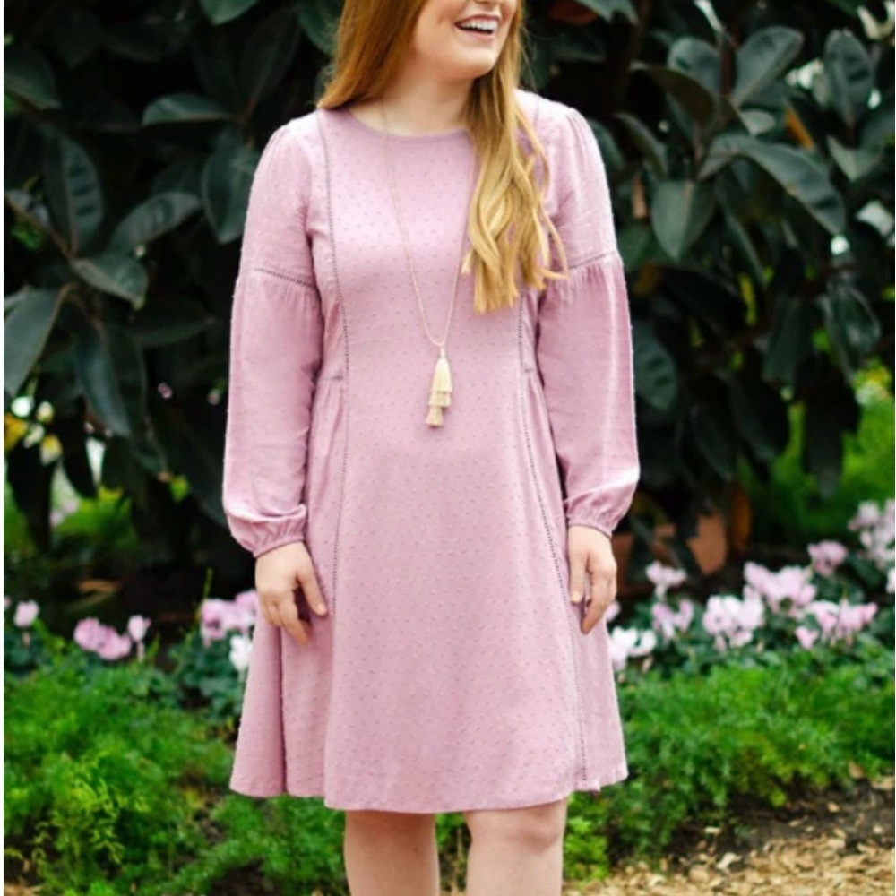 NWT Matilda Jane Turn On The Charm Dress Size L Mauve Pink Purple Boho - Picture 2 of 14